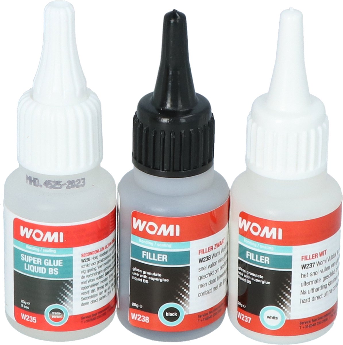 Set di riempitivi per supercolla Womi – colla + riempitivo – indurimento rapido – riparazione estremamente forte – multimateriale