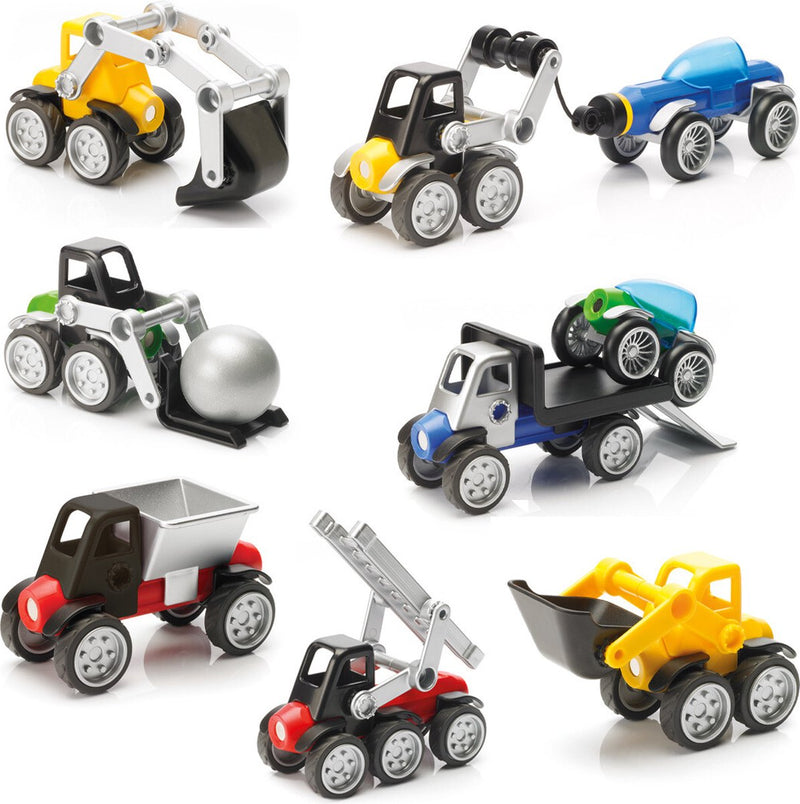 Smartmax power vehicles - magnetische voertuigen en werkwagens - 26-delige bouwset - educatief speelgoed voor kleuters - vanaf 3 jaar