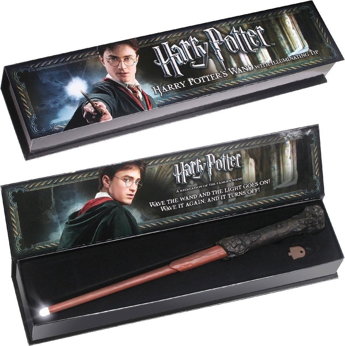 Varita sin marca sin marca de harry potter (mágica) réplica de la varita iluminadora de harry marrón