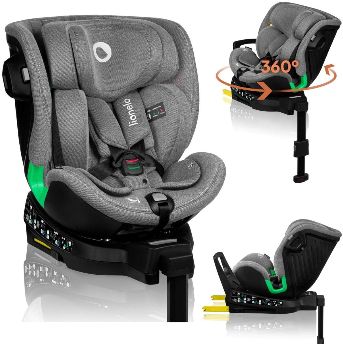 Lionelo - harmony i-size - car seat - 360' swivel base - wide seat - rear-facing up to 105 cm (18 kg)