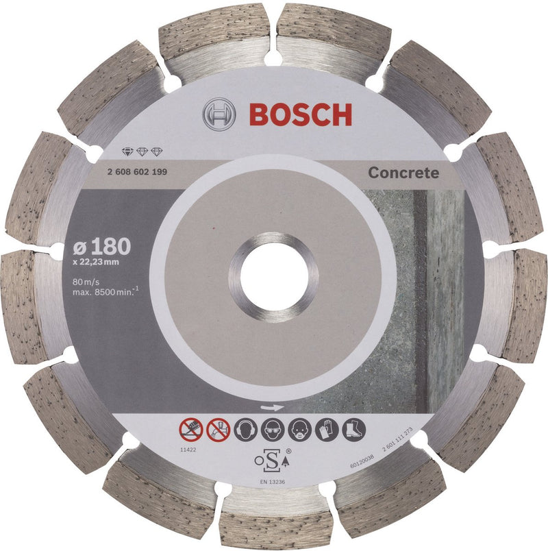 Bosch - disco de corte diamantado estándar para hormigón 180 x 22,23 x 2 x 10 mm