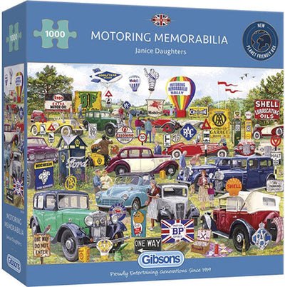 Gibsons - motoring memorabilia (by adrian chesterman) - 1000 pieces 68×49cm (w×h) - jigsaw puzzle for adults