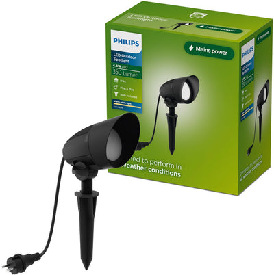 Philips led philips cylr grondspot - buitenverlichting - warmwit licht: 2700k - gu10 led-spot meegeleverd - weerbestendig: ip44 - zwart - stekker