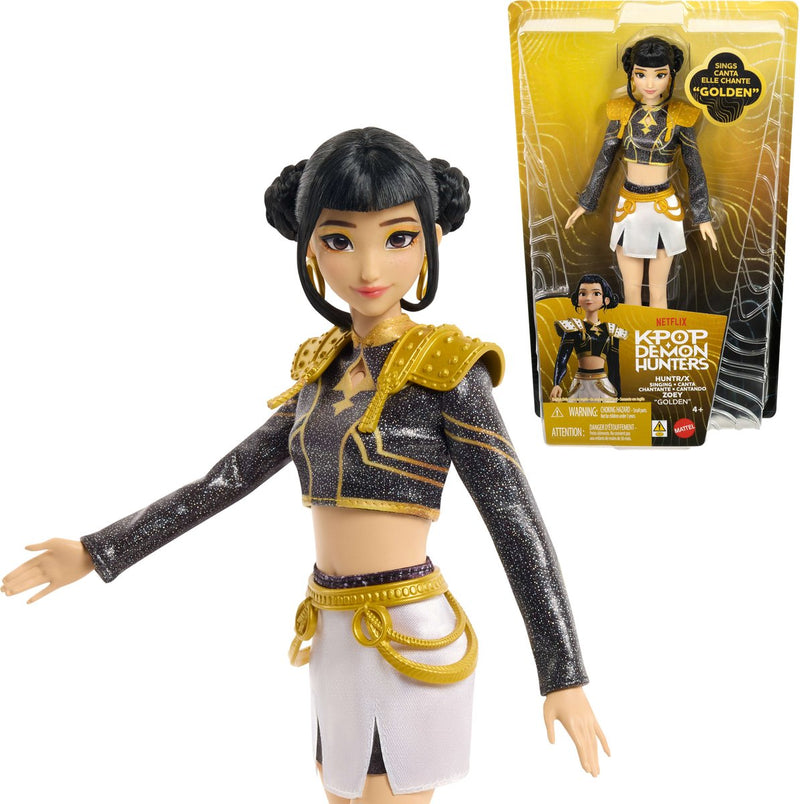 Mattel kpop cazadores de demonios hunter x zoey muñeca cantante 'dorada' con traje