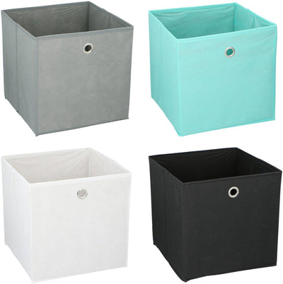 Alpina Caja de almacenamiento plegable 30 x 30 x 30 cm - Caja de almacenamiento de tejido no tejido con ojo de metal - Cesta de almacenamiento plegable para armario y estante - Blanco, negro, gris o verde menta - Surtido