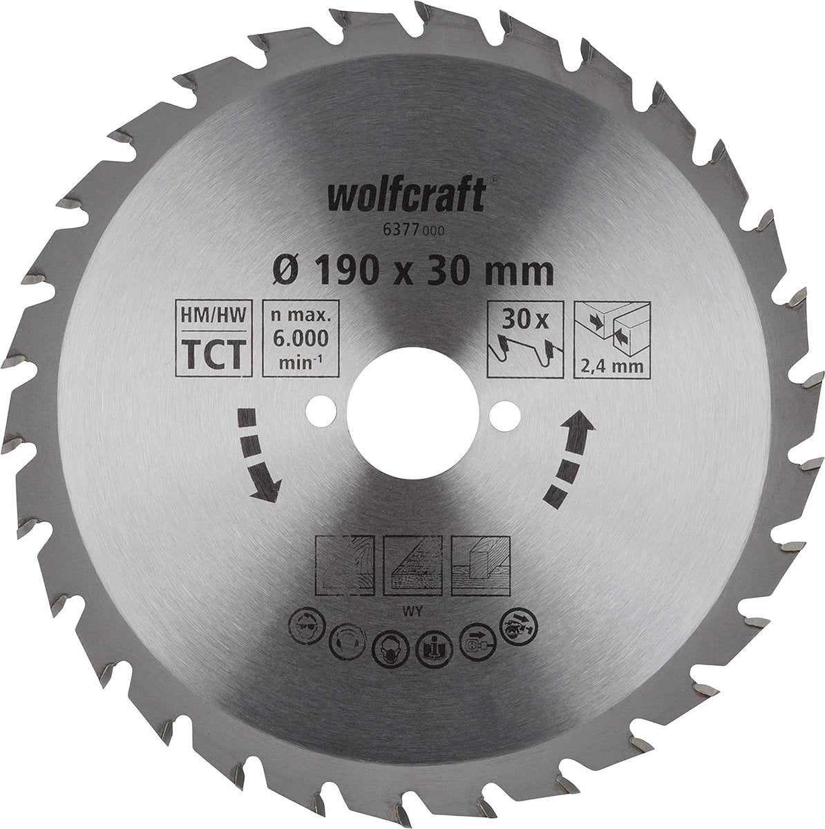 Wolfcraft - lama per sega circolare 190x30mm - 30 denti - lama per sega circolare - serie verde - 6377000