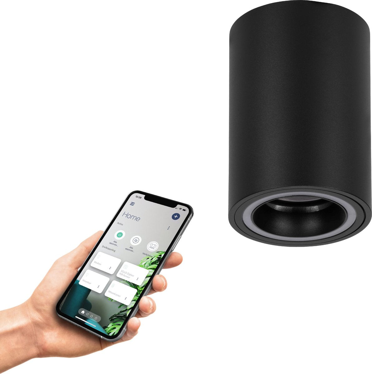 Eglo connect.z carosso-z smart opbouwlamp - gu10 - 9,5 cm - zwart|wit - instelbaar rgb wit licht - dimbaar - zigbee