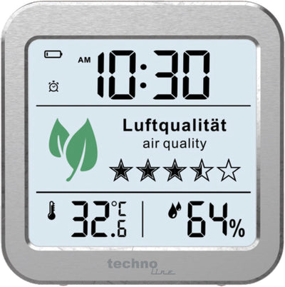 Misuratore di co2 Technoline - wl 1020 - 82x82x25mm - argento - misuratore di qualità dell'aria - tl-wl1020