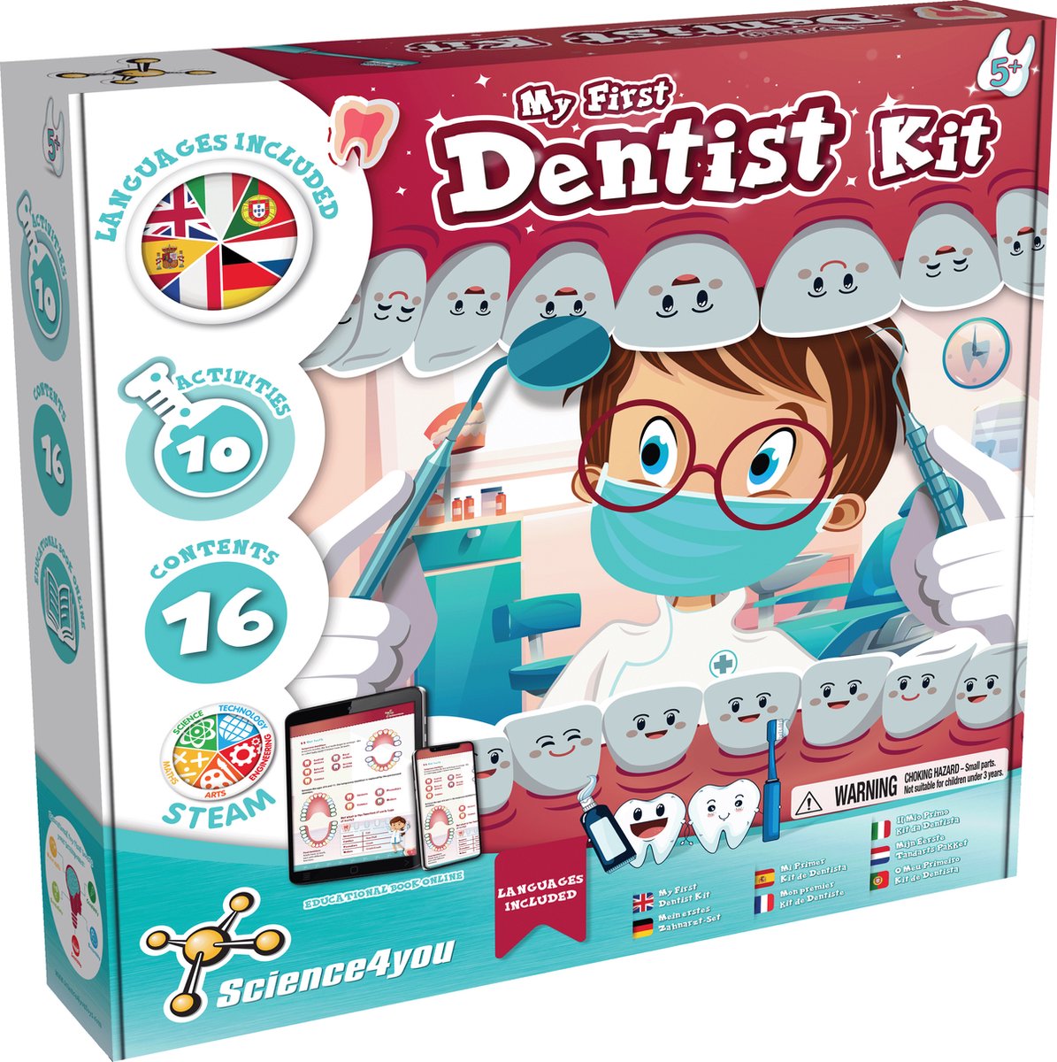 Science 4 you Science4you dentist Starter Kit – scatola per esperimenti educativi – set da gioco dentista per bambini – a partire da 5 anni