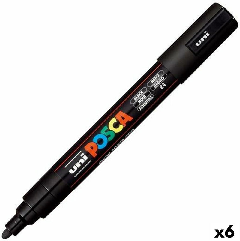 Posca - verfstift pc5m m zwart | 6 stuks