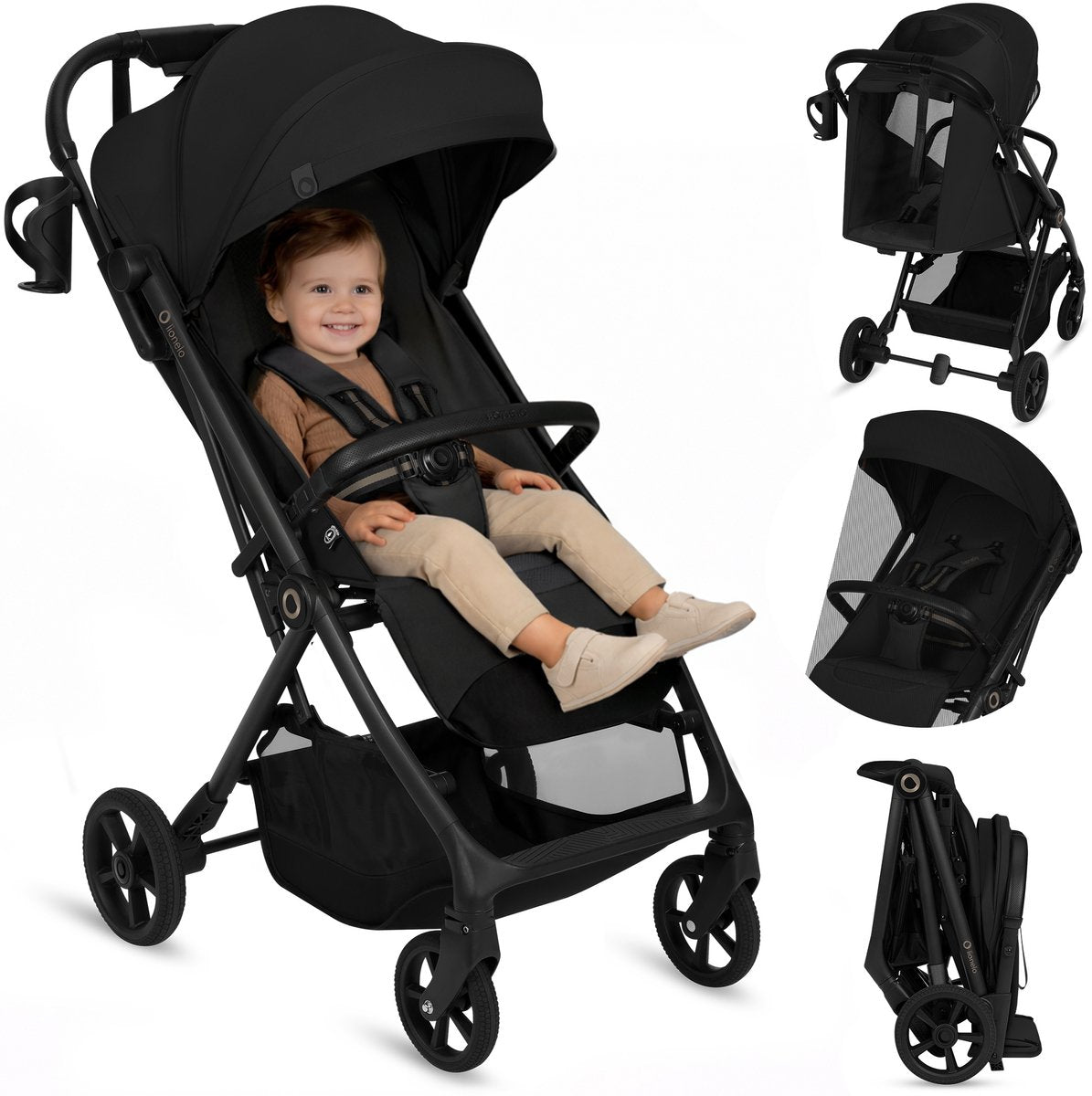 Lionelo tansi buggy – graveltech wielen – inklapbaar auto-folding systeem – geschikt voor 6 maanden tot 4 jaar – hoge zitting tot 92 cm – 3-stand rugleuning – dri-seat comfort – inclusief muggennet bekerhouder