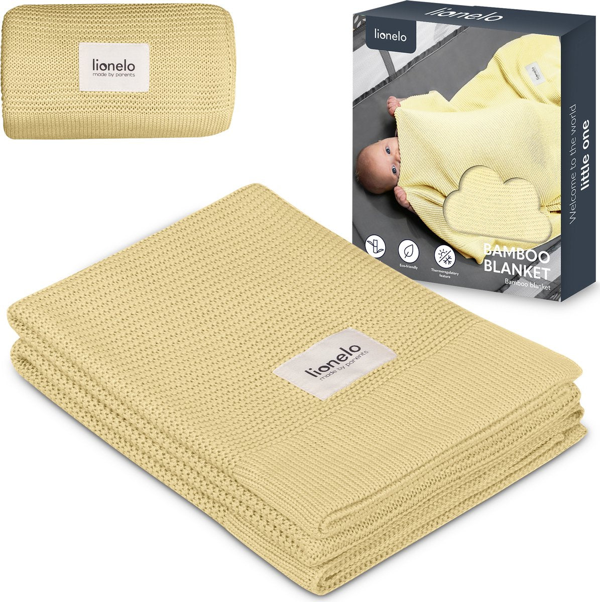 Manta de bambú Lionelo - manta de bebé de lujo - hipoalergénica - antibacteriana - antifúngica - 100% algodón de bambú - termorreguladora - suave transpirable - sostenible - lavable - desde el nacimiento - 100×75 cm