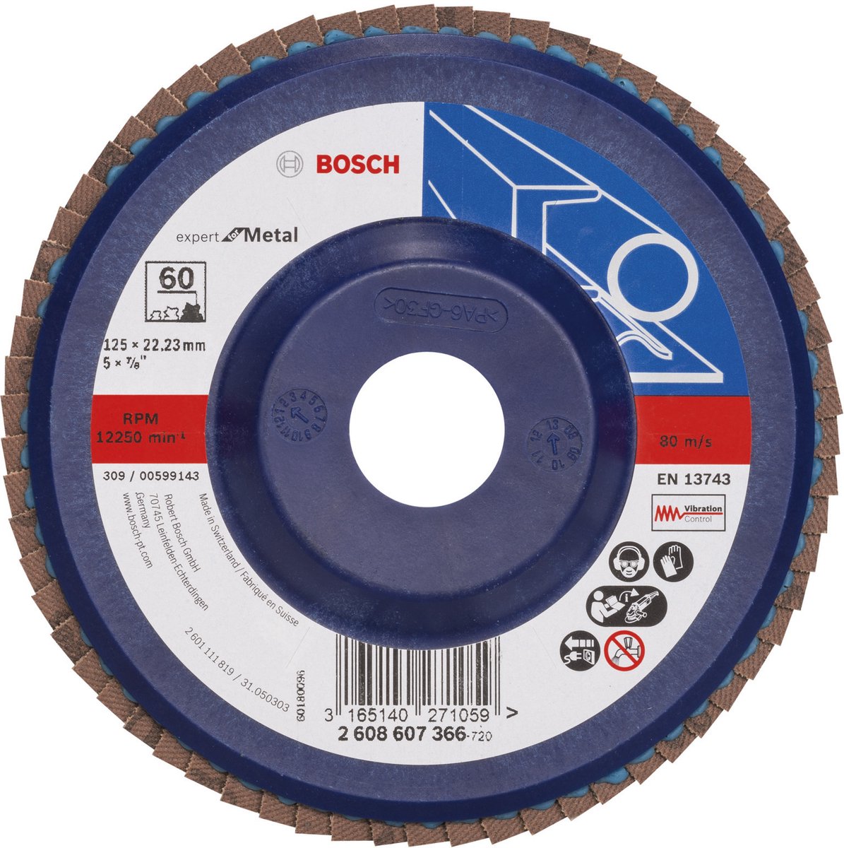 Bosch - disco abrasivo lamellare 125 mm, 22,23 mm, 60