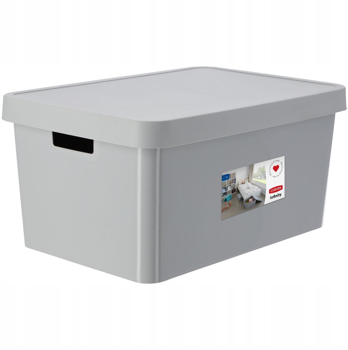 Curver 233941 caja de almacenamiento infinita con tapa 45l gris con asas