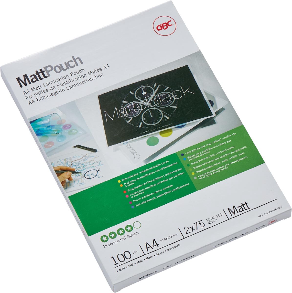 Gbc - buste per plastificazione documenti - per documenti A4 - 150 micron - opaca - 100 pezzi