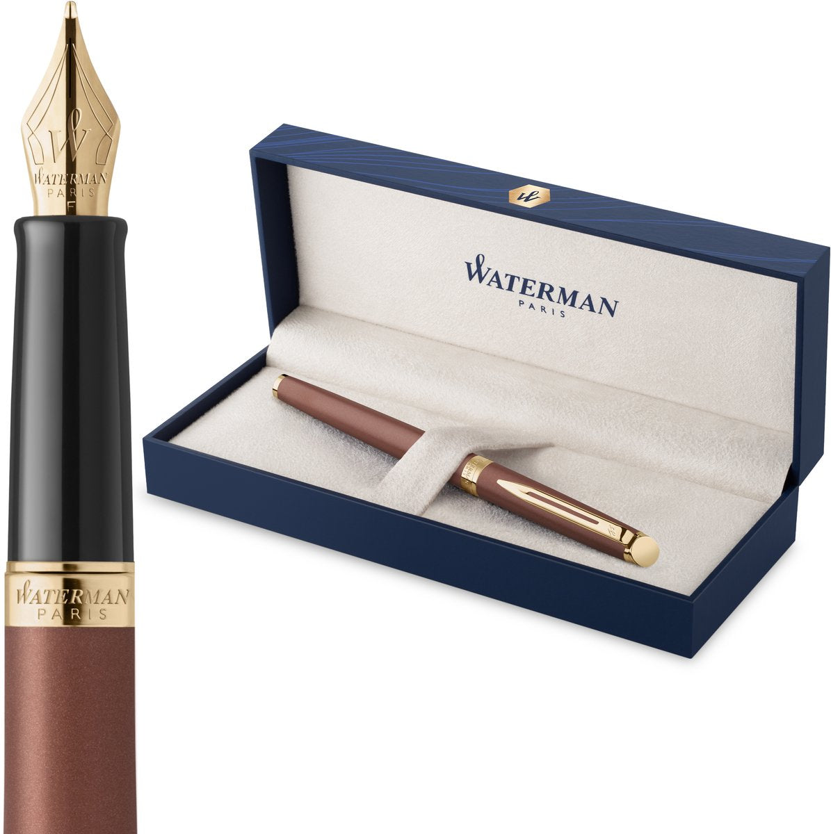 Pluma estilográfica Waterman hemisferio | la versión sutil | rojo cobre | punta fina de acero inoxidable | con caja de regalo
