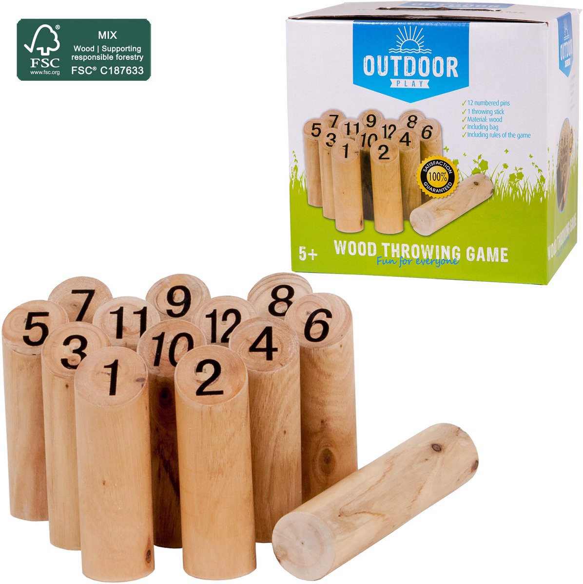 Gioco da lancio in legno FSC da esterno con borsa per il trasporto per divertimento all'aria aperta.