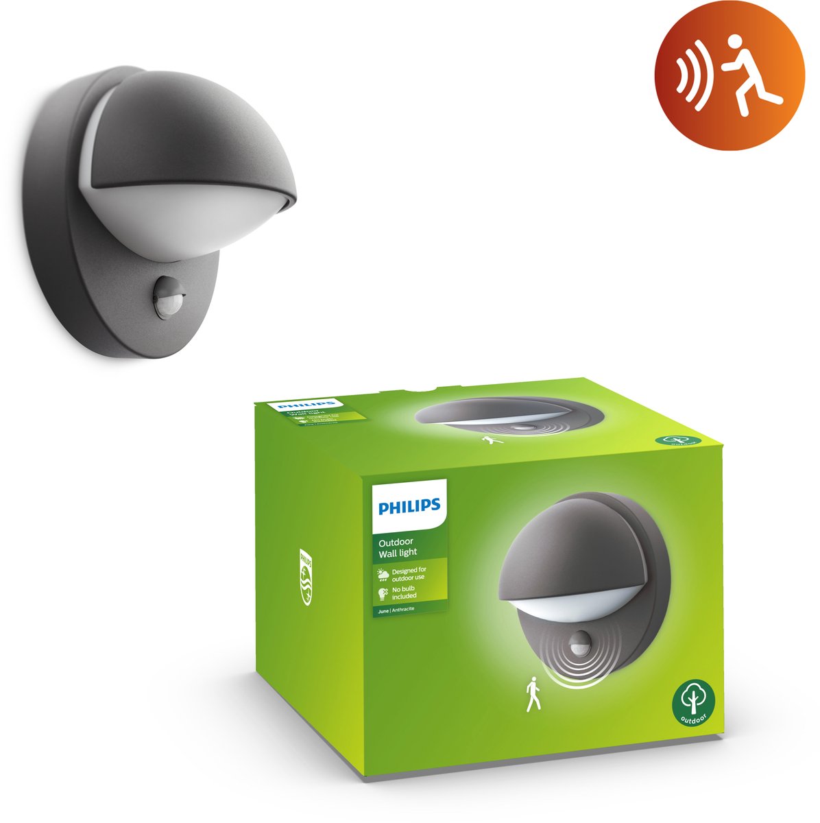 Lampada da parete per esterni Philips LED Philips June con sensore - antracite