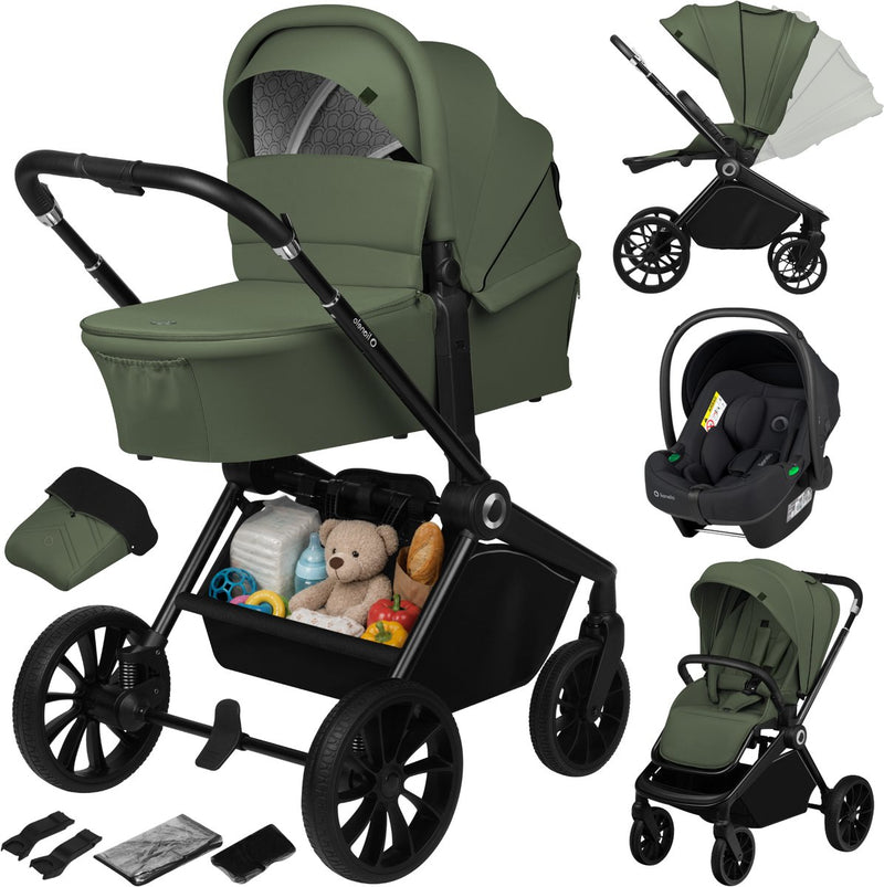 Lionelo mika plus - passeggino 3in1 - set xxl - incl. Seggiolino auto i-size - versatile e adatto a tutto l'anno - ruote grandi - fino a 22 kg - funzionamento con una sola mano - per tutti i tipi di terreno - set di accessori