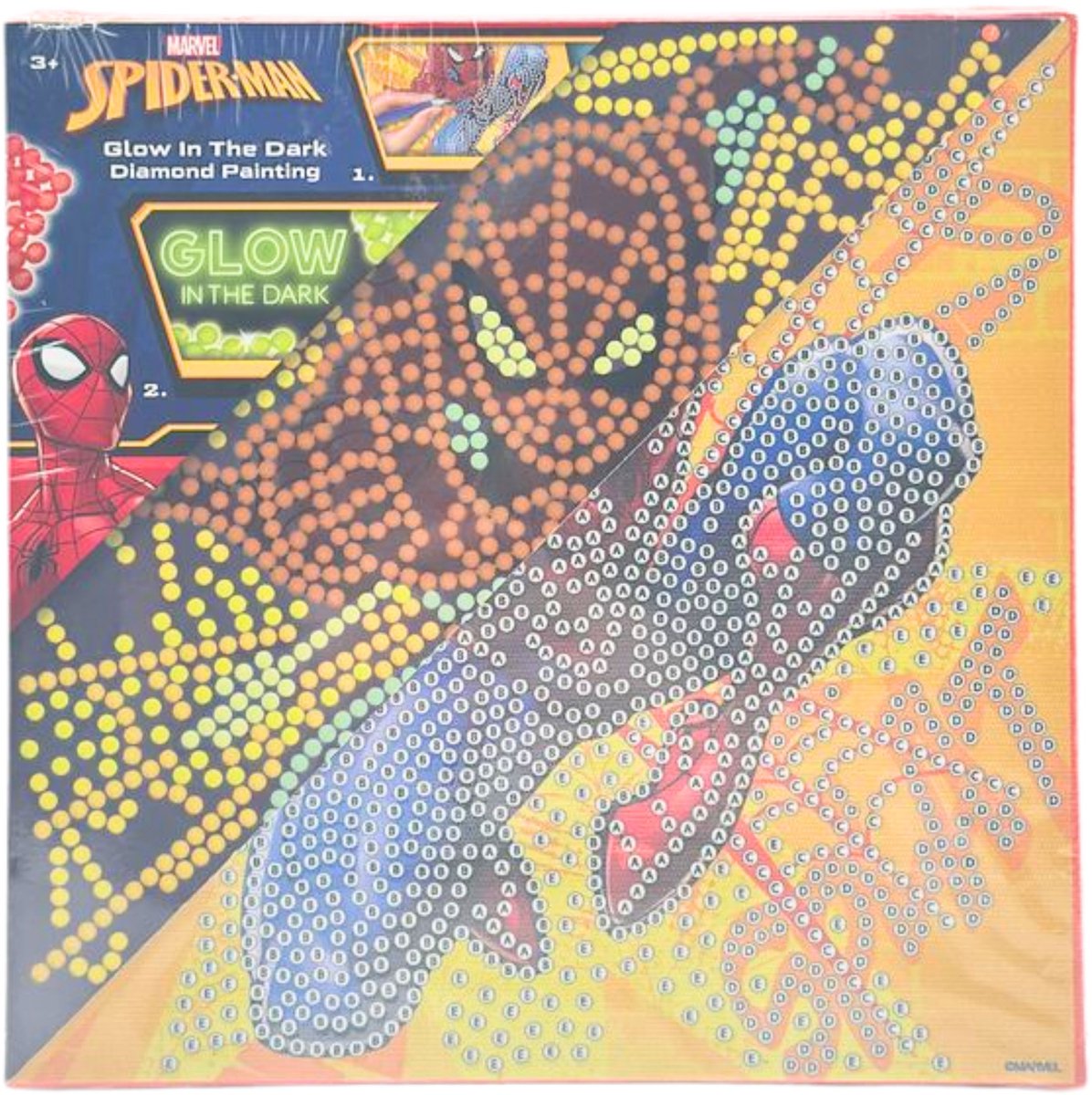 Spider-man spiderman diamond painting canvas glow in the dark 19x19 diamand schilderij