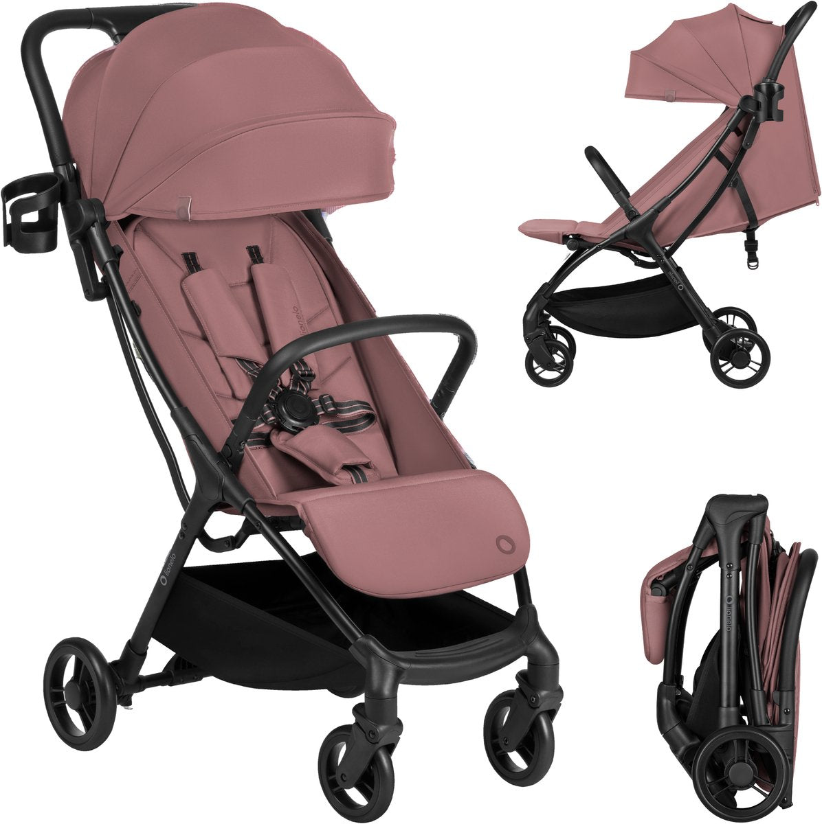 Lionelo agia buggy – lichtgewicht 7,3 kg – compacte inklapbaar – ligstand en grote zitting – wielen met vering – bekerhouder – kinderwagen vanaf 6 maanden tot 22 kg – plooibuggy - reisbuggy wandelwagen - kinderbuggy