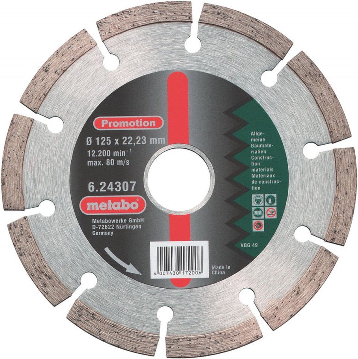 Metabo toebehoren - diamant-doorslijpschaaf voor alle bouwmaterialen 125 x 22,23 mm 624307000