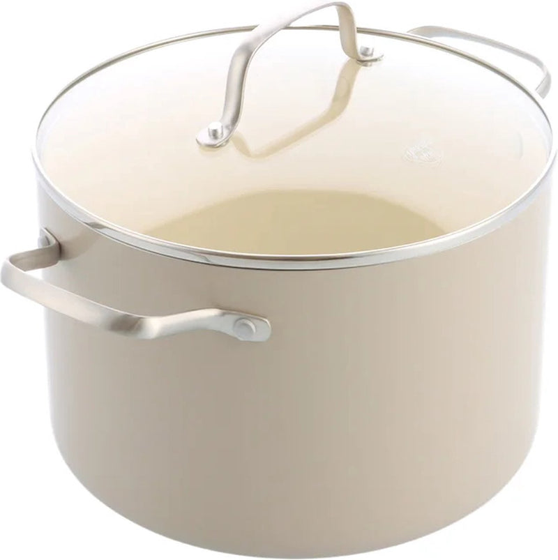 Pentola per zuppa a induzione in ceramica Greenchef Nordics con coperchio 24 cm 7,6 l - senza pfas - padella a induzione - lavabile in lavastoviglie - adatta al forno fino a 220°C - rivestimento antiaderente in ceramica - panna