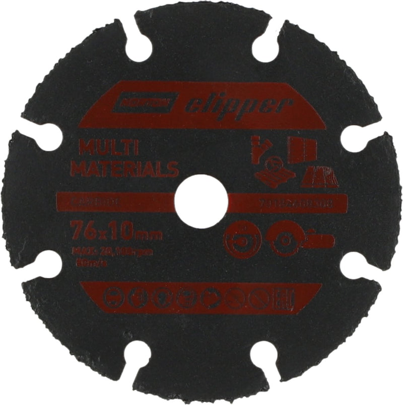 Norton clipper multi materiales - disco de corte de carburo - 76 mm - para amoladora angular