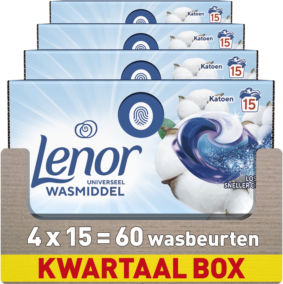 Lenor cápsulas de detergente todo en 1 - algodón fresco - 4 x 15 piezas