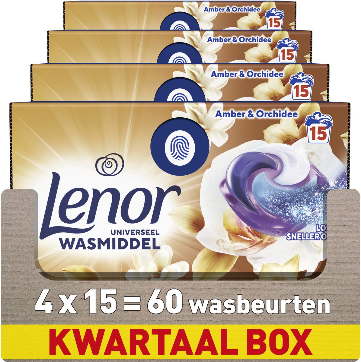 Lenor detersivo all-in-1 in cialde ambra orchidea - 4 x 15 pezzi