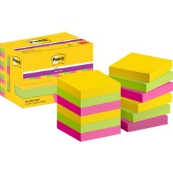 Notes super adesivi post-it 622-12ss-carn 47,6x47,6 mm tinta unita giallo, verde, rosa