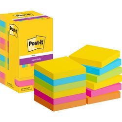 Super sticky notes post-it 654-12ss-carn 76x76 blue, yellow, green, orange, pink