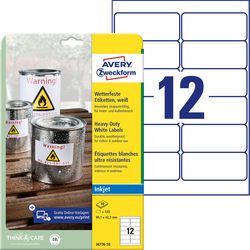 Water-resistant foil labels avery zweckform j4776-10 polyester white