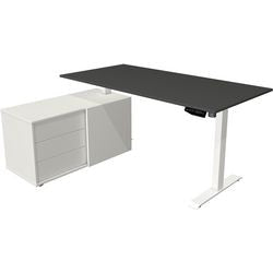 Scrivania sit-stand Kerkmann 10216313 melamina; acciaio antracite; bianco
