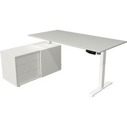 Scrivania sit-stand Kerkmann 10216011 melaminico; acciaio grigio chiaro; bianco