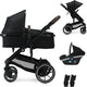 Passeggino Deryan Noa 3 in 1 - passeggino con seggiolino auto - nero