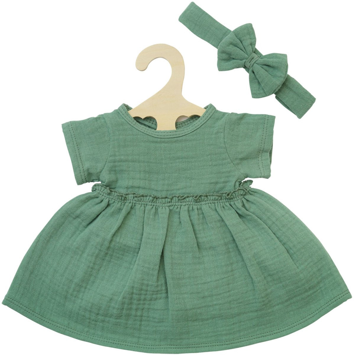 Heless doll dress green with ruffles, 28-35 cm