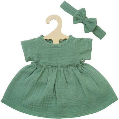 Heless doll dress green with ruffles, 28-35 cm