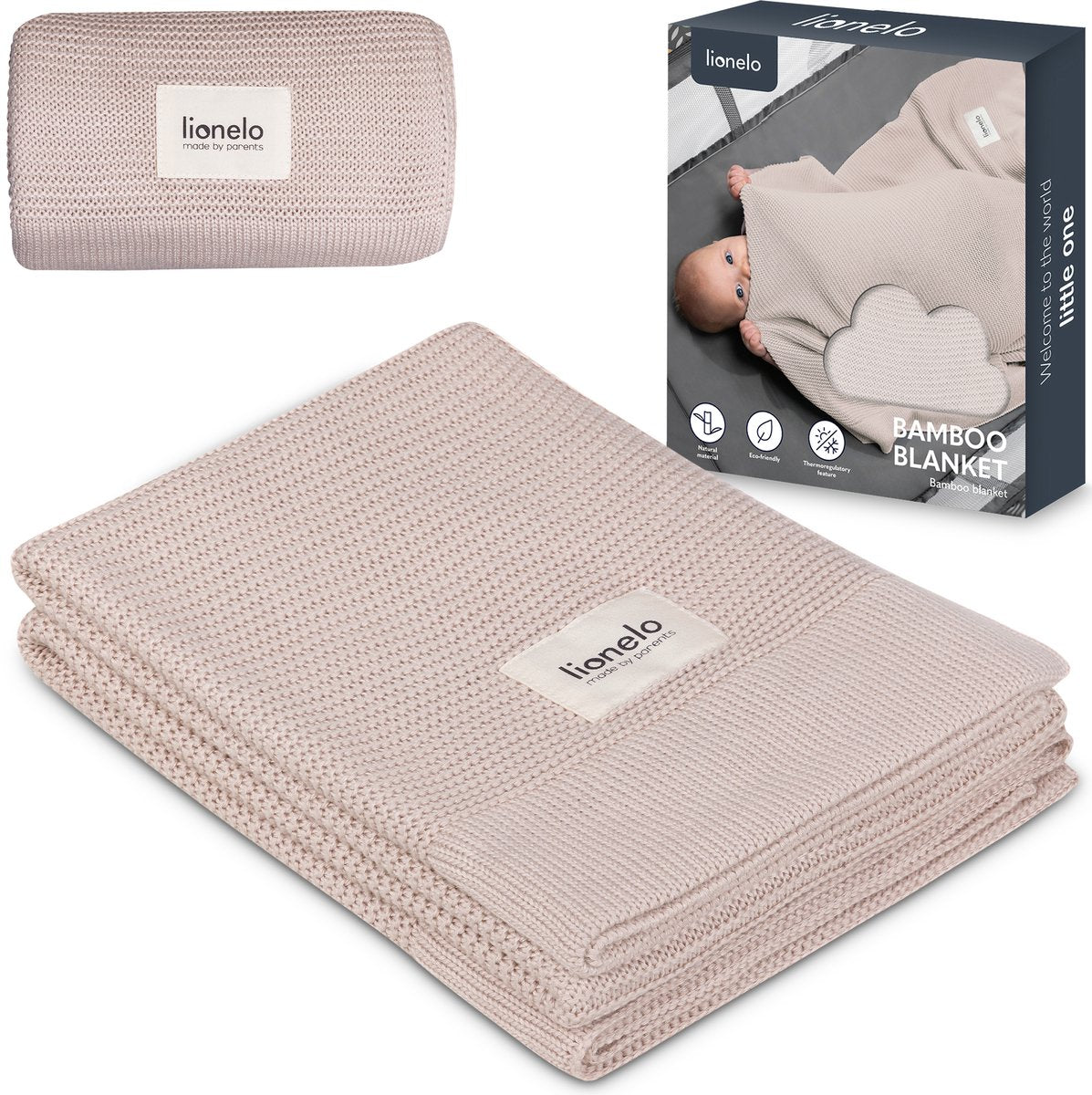 Manta de bambú Lionelo - manta de bebé de lujo - hipoalergénica - antibacteriana - antifúngica - 100% algodón de bambú - termorreguladora - suave transpirable - sostenible - lavable - desde el nacimiento - 100×75 cm