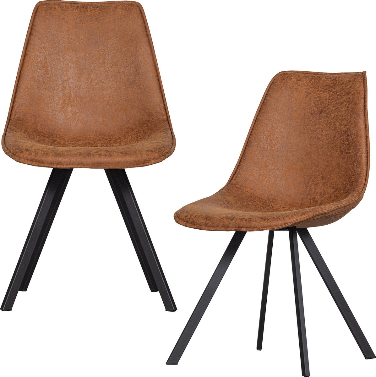 Woood swen eetkamerstoel - pu - cognac - set van 2