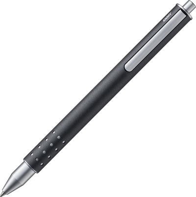 Lamy swift rollerball 334 antrazit - gemaakt van roestvrij staal in matte lakafwerking - zonder dop met intrekbare clip - incl. vulling m 66 b blauw