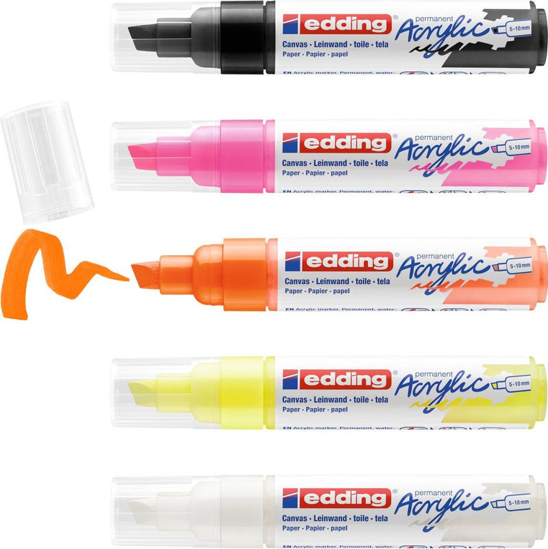 Edding 5000 • set di pennarelli acrilici larghi da 5 pezzi neon