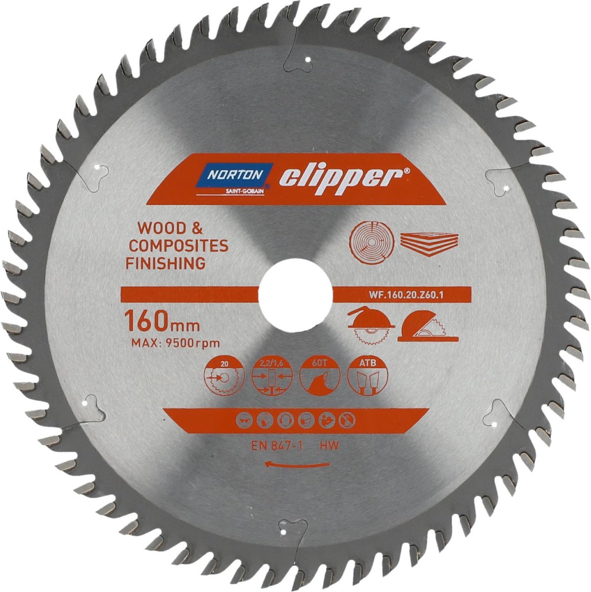 Norton clipper pro series - lama per sega circolare - 160mm - 20mm - legno e compositi