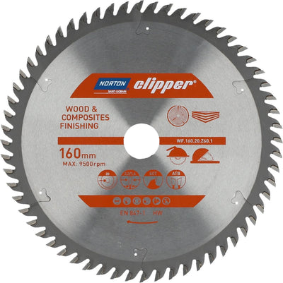 Norton clipper pro series - lama per sega circolare - 160mm - 20mm - legno e compositi