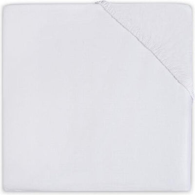 Jollein - lenzuolo con angoli per lettino jersey (bianco) - cotone - lenzuolo con angoli per bambini, lenzuolo con angoli per lettino junior - 70x140 75x150 cm