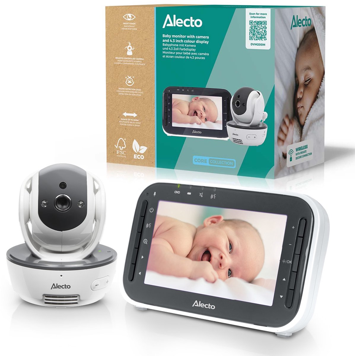 Alecto dvm200m - babyfoon met camera - op afstand beweegbaar - wit