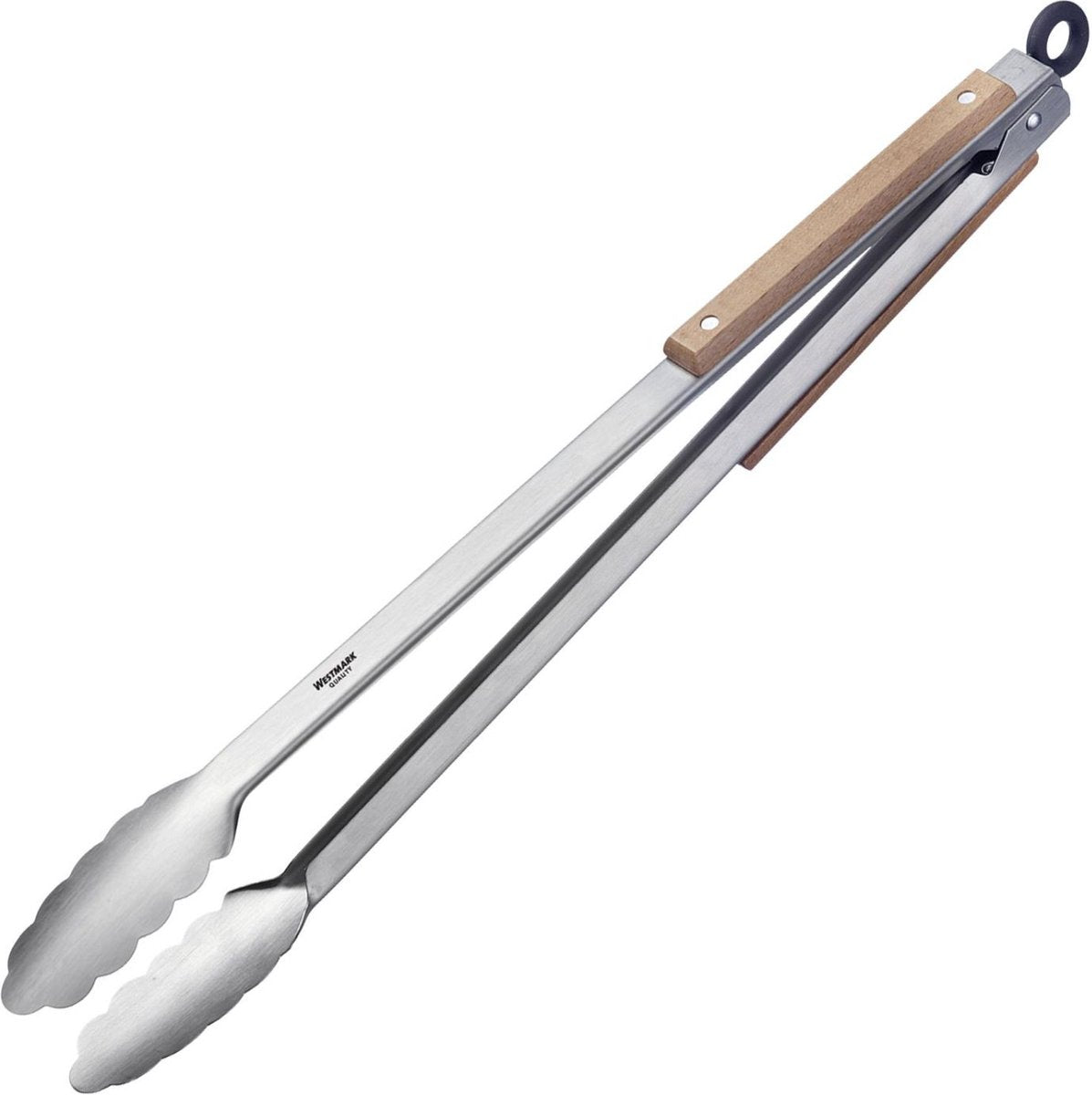Westmark grilltang + serveertang, met roest grilltang + serveertang, met roestvrijstalen uiteinden en houten elementen op de handvatten, lengte: 44 cm, roestvrij staal hout, classic wood maxi, zilver bruin, 16292270