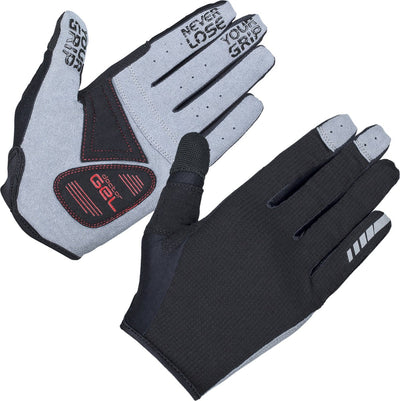 Gripgrab - guanti da ciclismo estivi mtb gravel shark imbottiti con dita lunghe con imbottitura - neri - unisex - taglia m