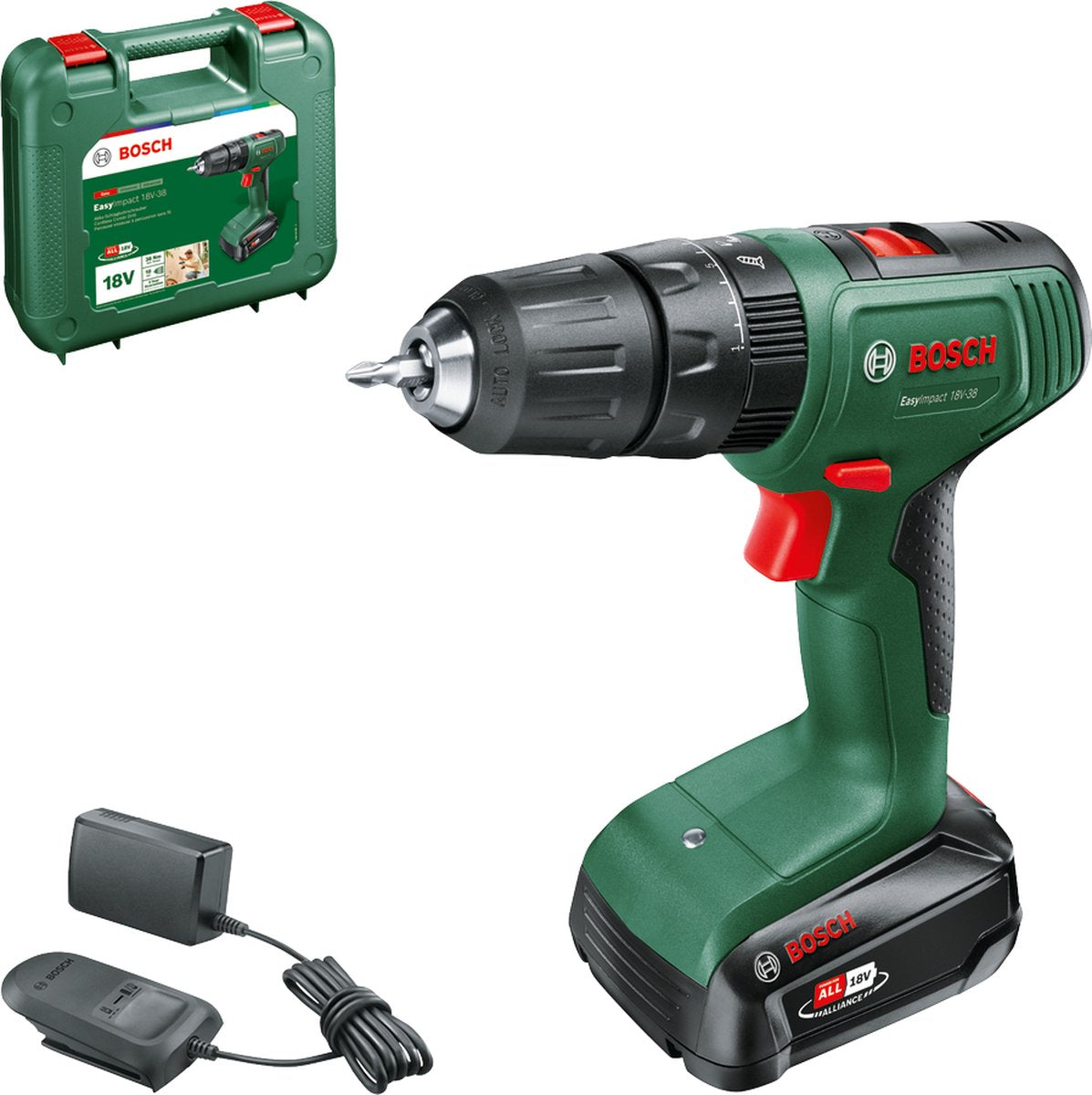 Imp bosch easyact 18v-38 - taladro atornillador de impacto inalámbrico 1 batería de 2,0 ah + cargador - 06039d810e