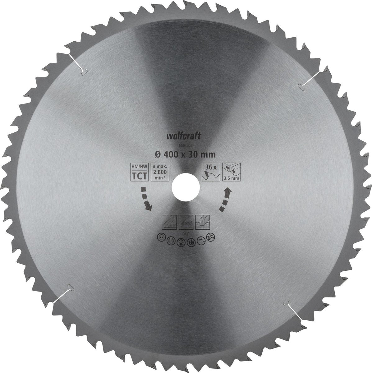 Wolfcraft - lama per sega circolare da tavolo 400x30mm - 36 denti - lama per sega da tavolo - serie marrone - 6594000